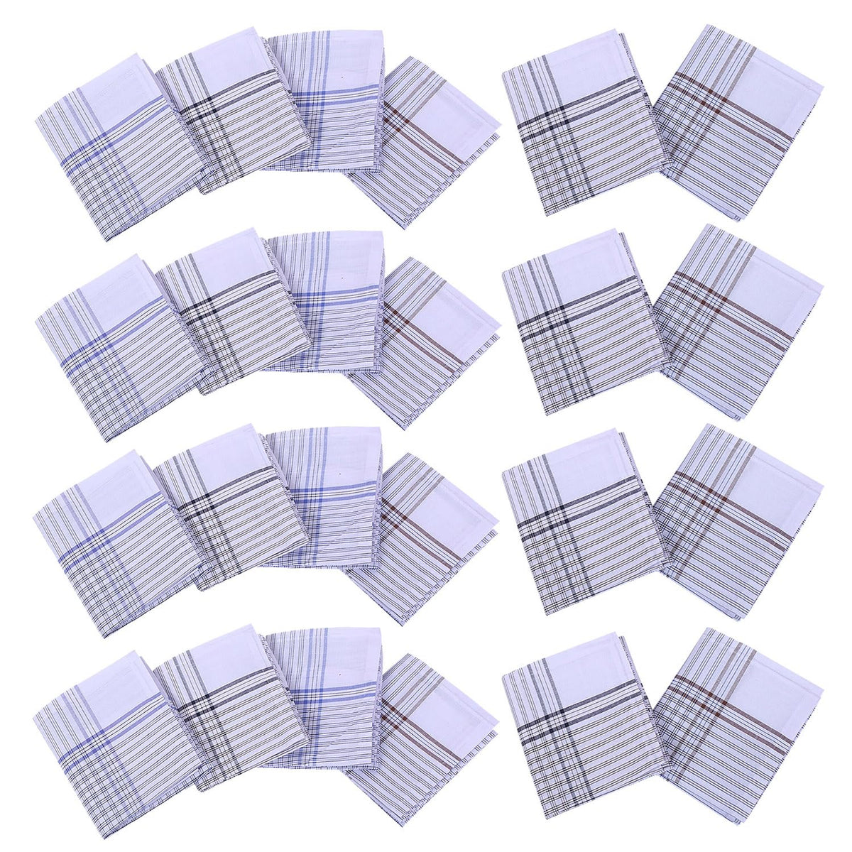 Kuber Industries Handkerchiefs | Soft Cotton | Hankies for Mans | Hankies for Boys | Lining Check | Rumal for Mans | Boys | Wicking Sweat | Set of 24 | White