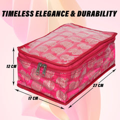 Kuber Industries Makeup Storage Bag | Locker Makeup Kit | Cosmetic Kit for Travel | Makeup Kit for Woman | 12 Detachable Pouch | Carry Jama Jewellery Organizer | Pink