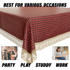 Kuber Industries Dining Table Cover | Kitchen Dining Tablecloth | 4 Seater Center Table Cover | Dining Table Cover for Hall Décor | Barik Check Kitchen Tablecloth | 45x70 | Maroon