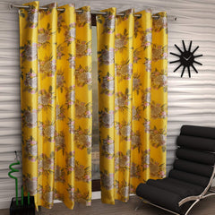 Kuber Industries 1 Piece Polyester 7 Feet Eyelet Door Curtain (Gold) -Ctktc12911