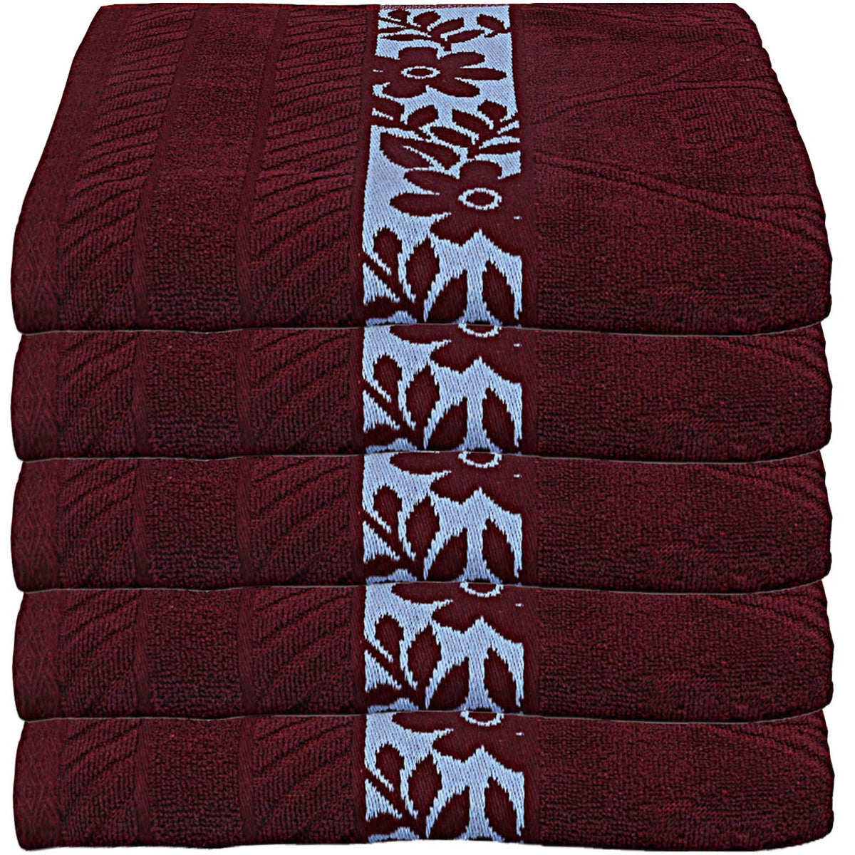 Kuber Industries 100% Cotton 5 Pieces Bath Towel 27" x54? (Maroon) -CTKTC28919