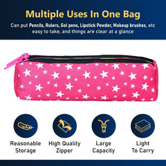 Heart Home Pencil Pouch|Rexine Stationary Pouch|Pencil Utility Pouch|School Pencil Case for Kids|Pen-Pencil Box for Kids|2 Zipper Pencil Organizer|Star Pencil Pouch|Pack of 2|Pink