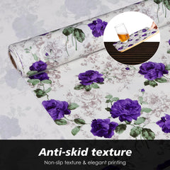 Heart Home Shelf Liner | PVC Kitchen Cabinet Shelf Mat | Shelf Mat for Drawer Organizer | Fridge Mat | Table Placemat | Purple Flower Wardrobe Mat | 10 Meter | White