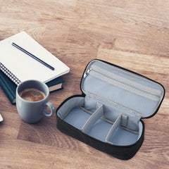 Heart Home Travel Organizer For Electronic Accessories|Multipurpose Pouch|Adapter, Cable, Gadget Organizer|Two Comparment With Zipper (Black)