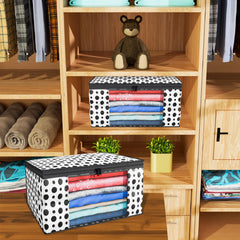 Kuber Industries Clothes Organizer For Wardrobe (Pack of 12) - Storage Organizer For Saree | Shirts | Salwar Suit - Dress Organizer For Wardrobe - Saree Covers With Zip (Polka Dots) (Black and White)