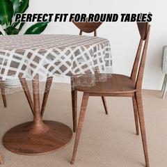 Heart Home Round Table Cover | PVC Table Cloth for Round Tables | 4 Seater Round Table Cloth | Self Check Kitchen Dining Tablecloth | Tabletop Cover | 60 Inch | White