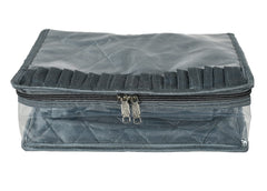 Kuber Industries Laminated PVC Multipurpose Jewellery Storage Bag/Travel Kit With 13 Tranasparent Pouches (Grey)-HS_38_KUBMART21372, Pack of 1