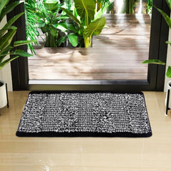 Heart Home Door Mat | White Cut Loop Doormat | Microfiber Entrance Mat | Entry Doormat | Office Entrance Door Mat | Door Mat for Home | Door Mat for Living | Pack of 2 | Black