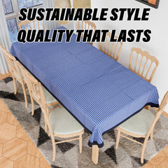 Kuber Industries Dining Table Cover | Cotton Table Cloth Cover | 8 Seater Table Cloth | Barik Check Table Cover | Table Protector | Table Cover for Dining Table | 60x108 Inch | DTC | Blue