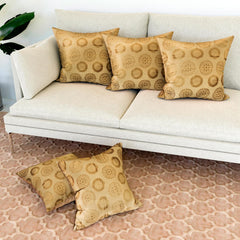 Kuber Industries Cushion Cover | Pillow Covers for Sofa | Throw Cushion Cover | Polyester Cushion Covers | Banarasi Gola Cushion Covers | Set of 5 | 12 Inch | Golden