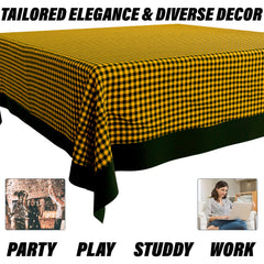 Heart Home Dining Table Cover | Cotton Table Cloth Cover | 8 Seater Table Cloth | Barik Check Table Cover | Table Protector | Table Cover for Dining Table | 60x108 Inch | DTC | Yellow