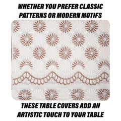 Heart Home Table Cover | Polyvinyl Dining Table Cloth Cover | Center Table Cover | Table Cover for Kitchen Table | Flower Maiva Table Cover for Hall Décor | 54x84 Inch | Brown