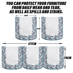 Heart Home Sofa Cover | Sofa & Center Table Cover Set | Blue Digital Leaf Sofa Cover with Table Cover | Velvet 5 Seater Sofa & Table Cover Set For Living Room | Gray