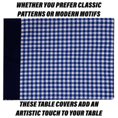 Kuber Industries Dining Table Cover | Cotton Table Cloth Cover | 8 Seater Table Cloth | Barik Check Table Cover | Table Protector | Table Cover for Dining Table | 60x108 Inch | DTC | Blue