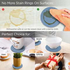 Kuber Industries 12 Pcs Anti-Skid Tea Coaster for Hot Pots | Round Tea Cup & Water Glass Cover Top Lid for Teapoy & Center Table - Blue