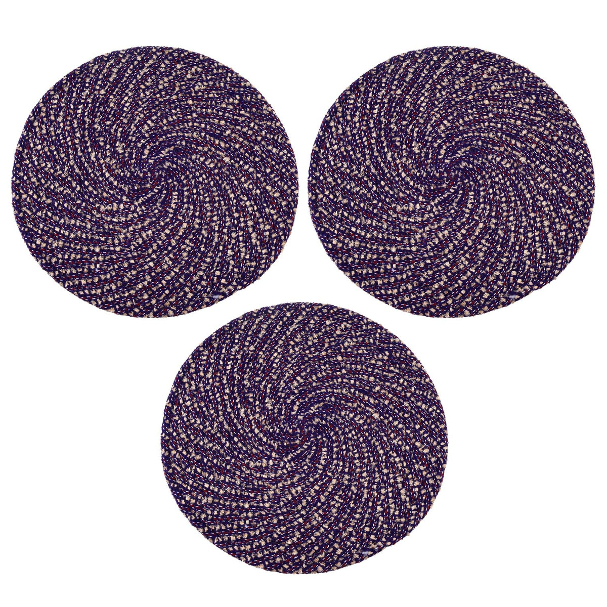 Heart Home Door Mat | Round Shape Feather Door Mat | Cotton Reversible Mat | Door Mat for Kitchen | Door Mat for Home | 16 Inch | Small | Pack of 3 | Purple