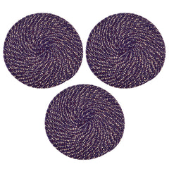 Heart Home Door Mat | Round Shape Feather Door Mat | Cotton Reversible Mat | Door Mat for Kitchen | Door Mat for Home | 16 Inch | Small | Pack of 3 | Purple