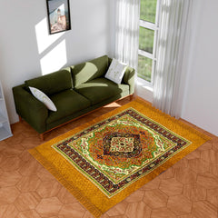 Heart Home Carpet|Velvet Carpet-Rug for Home Décor|Carpet Rug for Bedroom|Printed Carpet for Living Room|Prayer-Yoga Mat|Carpet for Hall|6.5x7.5 Ft|Golden