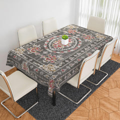 Heart Home Dining Table Cover | PVC Table Cloth Cover | 6 Seater Table Cloth | Table Protector | Table Cover for Dining Table | Passion Flower | 60x90 Inch | DTC | Gray