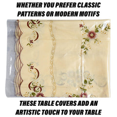 Heart Home Table Cover | PVC Dining Table Cover | Table Cloth | Center Table Cover | Table Cover for Kitchen Table | Alloy Table Cover for Hall Décor | 54 Inch | Cream