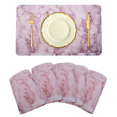 Heart Home Placemat | Placemats for Dining Room | Anti-Slip Table Mat Set | Placemats for Kitchen Table | Dining Table Placemats | Marble Placemat | 6 Piece Set | Pink
