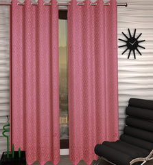 Kuber Industries Cotton 2 Pieces 7 Feet Eyelet Door Curtain (Pink)-Ctktc28606