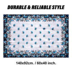 Kuber Industries Center Table Cover | Velvet Sparkle Table Cover | Blue Digital Flower Table Cover | Reusable Cloth Cover for Table Top | Table Protector Cover | 40x60 Inch | Gray