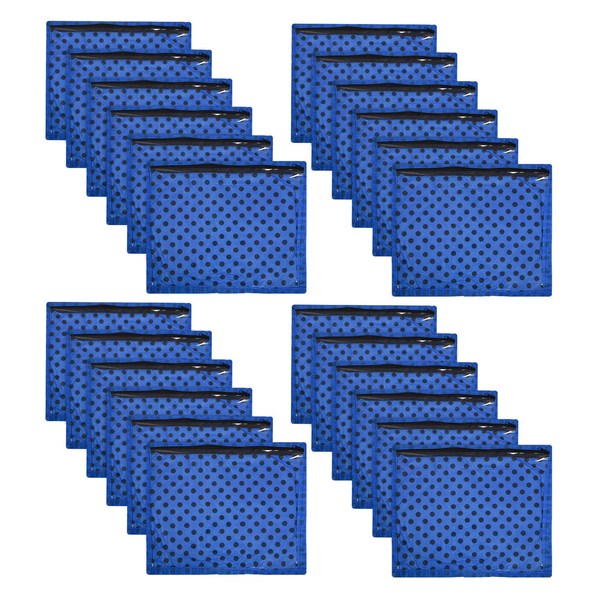 Heart Home Saree Cover | Clothes Storage Bag | Single Packing Saree with Zip Closure | Wardrobe Organizer | Cloth Stoarge Organizer | Dot Design | Pack of 24 | Blue