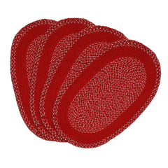 Kuber Industries Oval Design Soft Cotton Blend Anti Slip 4 Pieces Door Mat 18"x26"(Maroon) CTKTC33730