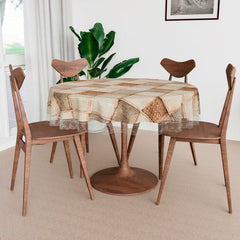 Kuber Industries Round Table Cover | Table Cloth for Round Tables | 4 Seater Round Table Cloth | Chatai Kitchen Dining Tablecloth | Tabletop Cover | 60 Inch | Brown