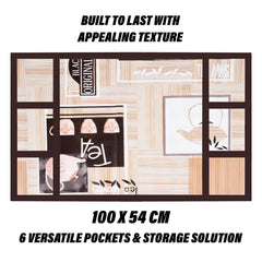 Heart Home Fridge Top Cover | Fridge Top Cover with Pockets | Refrigerator Cover for Kitchen | Reversable Fridge Top Cover with 6 Utility Pockets | Kettle-Design Fridge Cover | Brown