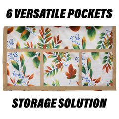 Kuber Industries Fridge Top Cover | Fridge Top Cover with Pockets | Refrigerator Top Cover for Kitchen | Fridge Top Cover with 6 Utility Pockets | Leaf Kniting Fridge Cover | Cream