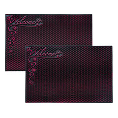 Heart Home Door Mat | Rubber Mud Trapper Mat | Welcome Mat | Floor mat | Door Mat for Home Entrance | Bathroom Mat | Entry Way Doormat | Pack of 2 | Black & Maroon