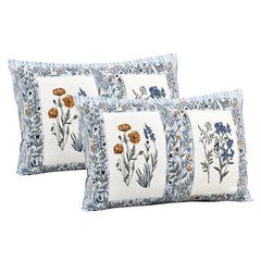 Heart Home Double Bedsheet with 2 Pillow Covers | 160 TC Premium Cotton Bedsheet for Double Bed | Bedsheet for Living Room-Home & Hotels | Dezier Check Flower | 90x108 Inch | Blue