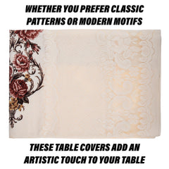 Kuber Industries Center Table Cover | Cotton Table Cloth Cover | 4-Seater Table Cloth | Glory Table Cover | Table Protector | Table Cover for Center Table | 40x60 Inch | CTC | Cream & Brown