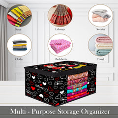 Heart Home Saree Cover | Zip Closure Saree Cover | Clothes Storage Bag | Wardrobe Organiser | Transparent Window Saree Cover | Disney Mickey-Print | 9 inch | Pack of 6 | Black