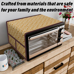 Heart Home Oven Top Cover | Microwave Oven Top Cover | Microwave Cover with 4 Utility Pockets | Oven Cover for Kitchen Décor | Carry Design Oven Top Cover | 28 LTR | Golden