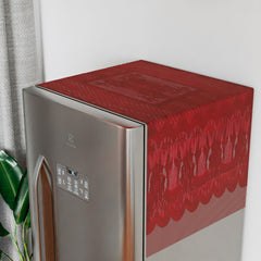 Kuber Industries Fridge Top Cover | Household Refrigerator Cover | Refrigerator Top Cover for Kitchen | Refrigerator Top Protector | Net Jhalar Fridge Top Cover | Maroon
