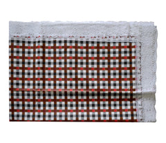 Kuber Industries Check Printed PVC Spillproof, Waterproof, Antislip, Wipe Clean 4 Seater Center Table Cover with White Lace Border, 40"x60" (Maroon)