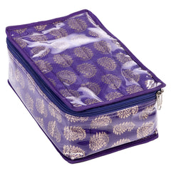 Kuber Industries Laminated Carry Design Jewellery Box/Organizer with 9 Transparent Mesh Pouch & 2 Bangle/Watch Pouch (Pruple)-HS_38_LUGGAGE21008