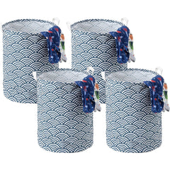 Kuber Industries Laundry Basket For Clothes|Foldable Laundry Hamper|Basket For Toys, Dirty clothes, Storage "45 LTR"-Pack of 4 (Blue)