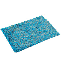 Kuber Industries CTKTC33439 Shaggy Microfibre Anti Slip Door Mat (16"x24", Black and Sky Blue) -4 Pieces