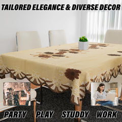 Heart Home Dining Table Cover | Flower Design Dining Table Cover | Shinning Net Dining Table Cover | Tablecloth for Dining Area | Home Decor | 60x90 | Cream