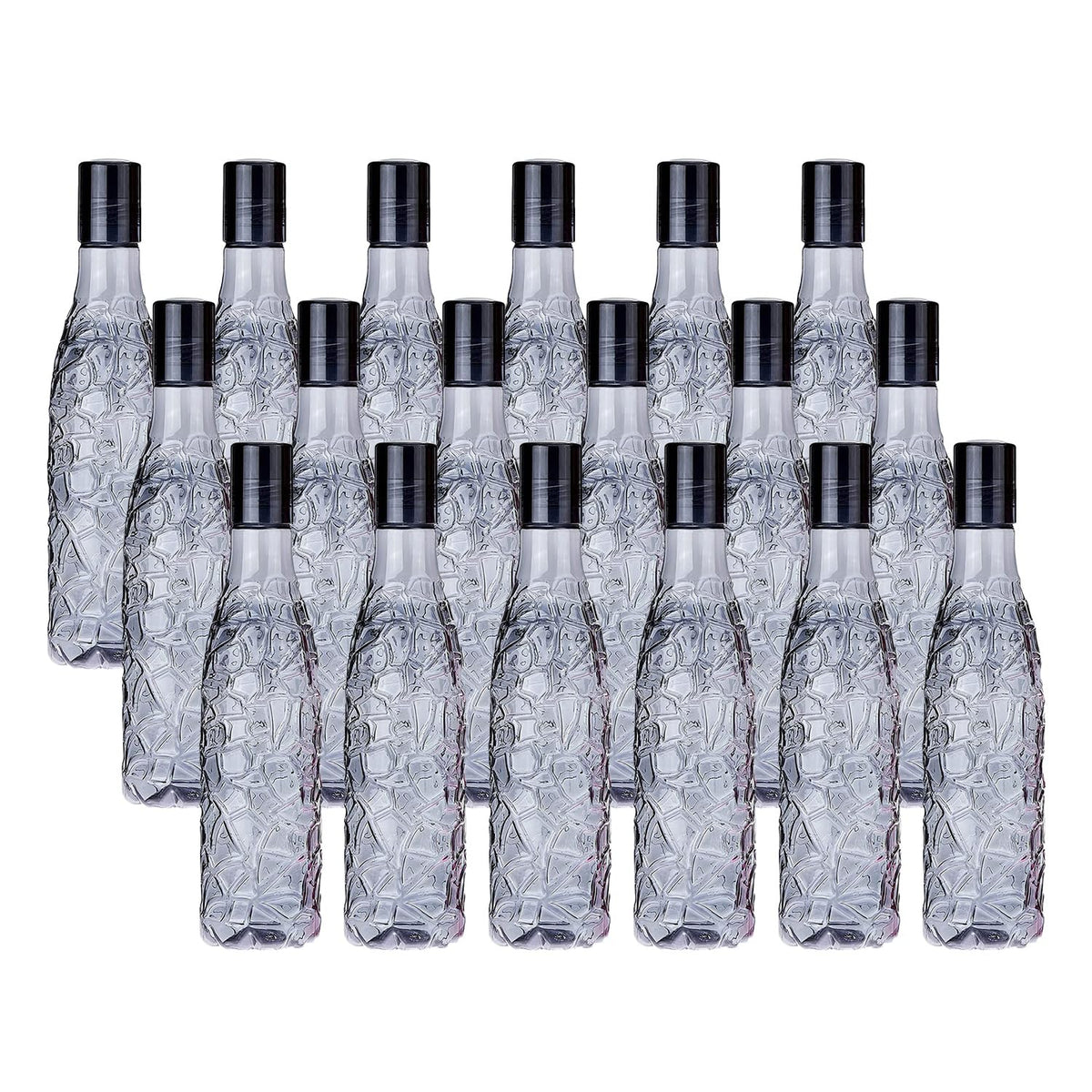 Kuber Industries BPA-Free Plastic Water Bottle|Leak Proof, Firm Grip, 100% Food Grade Plastic Bottles|For Home, Office, & Gym|Unbreakable, Freezer Proof, Fridge Water Bottle|Set Of 6|Black (Pack Of 3)