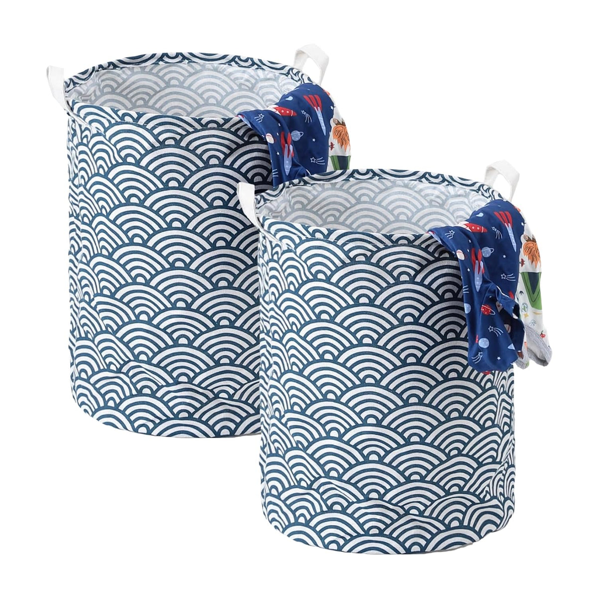 Kuber Industries Laundry Basket For Clothes|Foldable Laundry Hamper|Basket For Toys, Dirty clothes, Storage "45 LTR"-Pack of 2 (Blue)