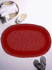 Kuber Industries Oval Design Soft Cotton Blend Anti Slip 4 Pieces Door Mat 18"x26"(Maroon) CTKTC33730