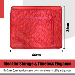Heart Home Saree Cover | Clothes Storage Bag | Single Packing Saree with Zip Closure | Wardrobe Organizer | Cloth Stoarge Organizer | Bow-Design | Pack of 6 | Maroon