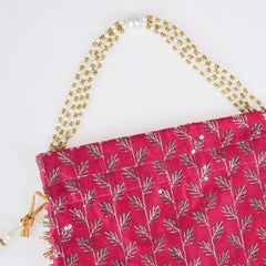 Kuber Industries Potli|Silk Wedding Potli|Drawstring Closure Potli|Wallet Potli|Christmas Gift Potli|Baby Shower Potli|Traditional Shagun Potli|Square Embroidery Potli|Rani