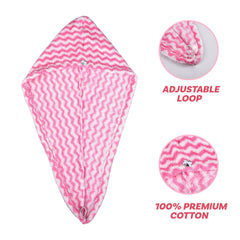 Kuber Industries Hair Wrapper | Hair-Drying Towel | Hair Bathrobe for Women & Girls | Hair Dry Cap Bath Towel | Microfiber Hair Turban Towel | Quick Absorbent Hair Towel | Zig Zag | Pink