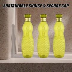 Heart Home Water Bottle | Plastic Water Bottle for Fridge | Water Bottle for Kitchen | Ideal for Restaurant | Water Bottle for Refrigerator | Dolphine Bottle | 1 LTR | Pack of 3 | Green